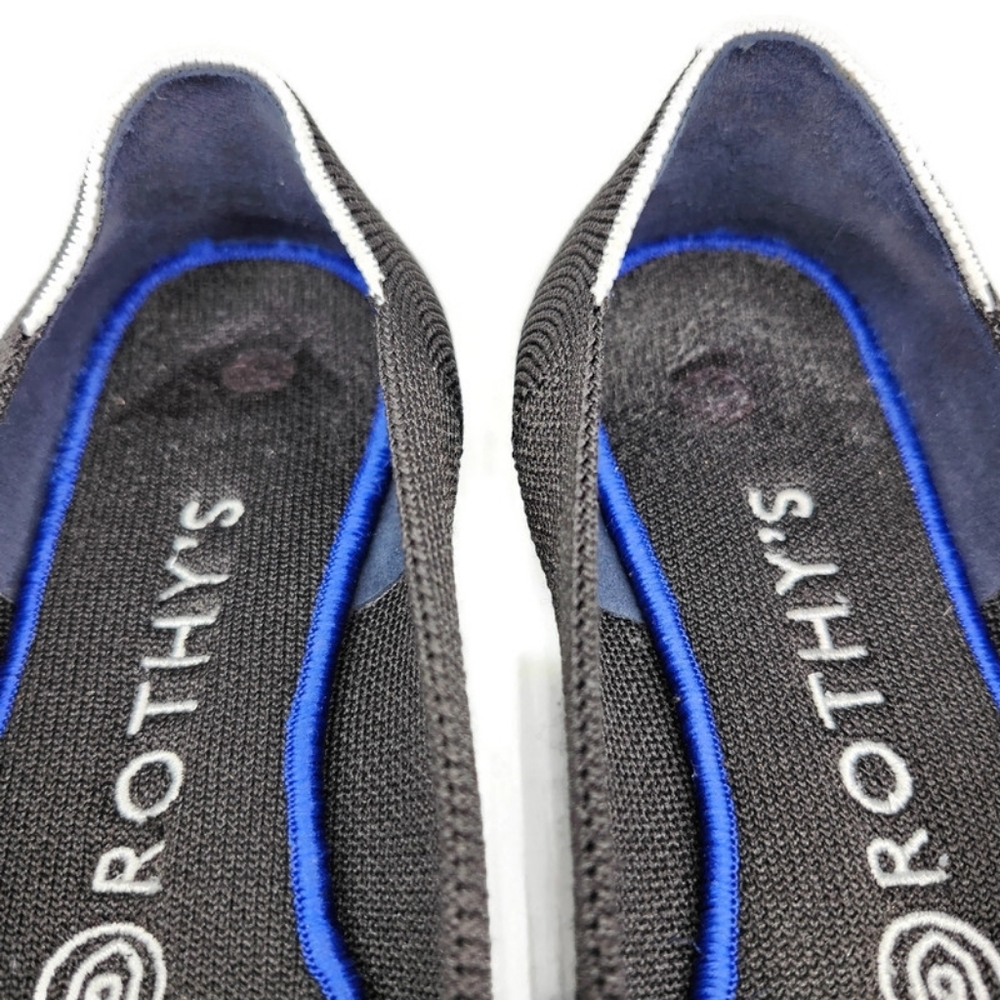 Rothy's The Flat Black White Halo Retired Round-Toe Slip-On Flats - Picture 9 of 10